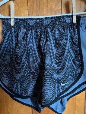Nike Light Blue and Black Patterned Running Shorts